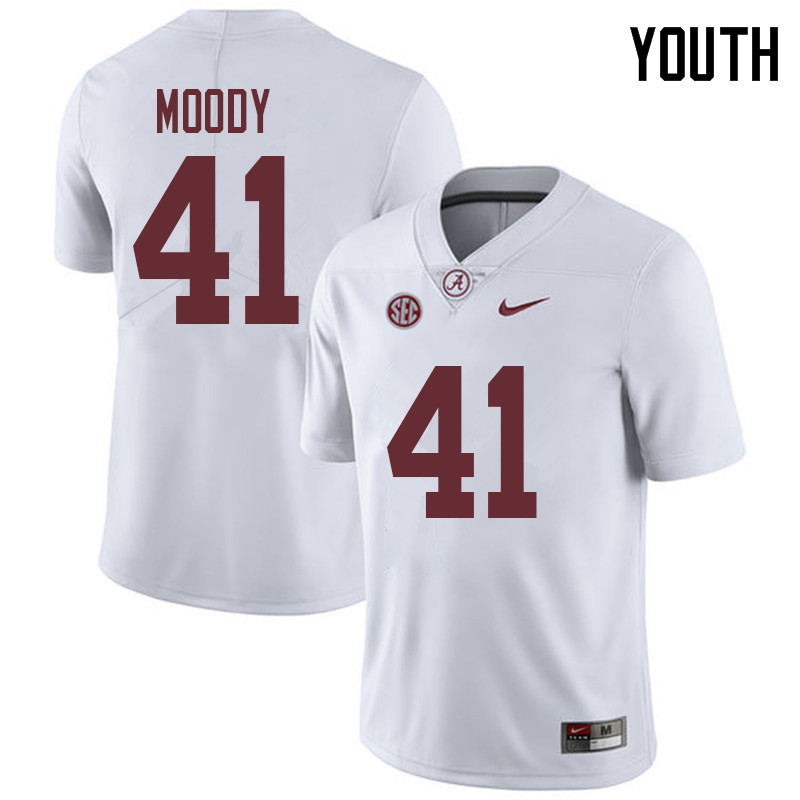 Alabama Crimson Tide Youth Jaylen Moody #41 White NCAA Nike Authentic Stitched 2018 College Football Jersey HP16X03XB